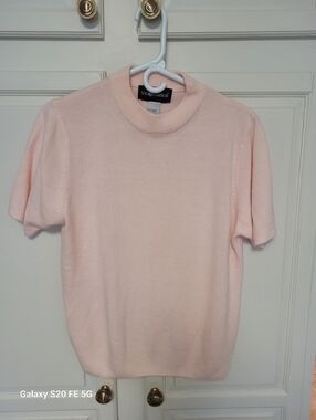 Vintage Sag Harbor Pale Pink Short Sleeve Knit Top